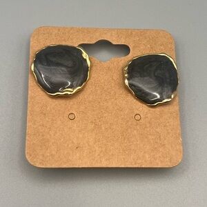 Black and Gold Clip-On Earrings